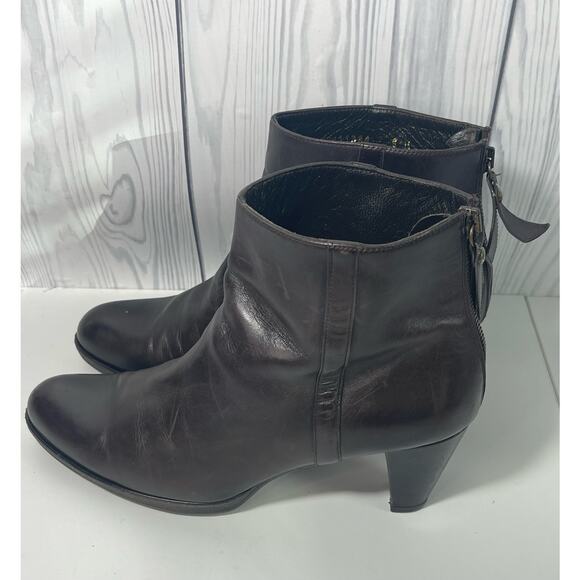Stuart Weitzman Womens Block Heel Leather Ankle Boots Brown Size 8 - Picture 4 of 9